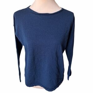 J. Jill Deep Blue Merino Wool Long Sleeve Top Size SP | Soft Lightweight Sweater